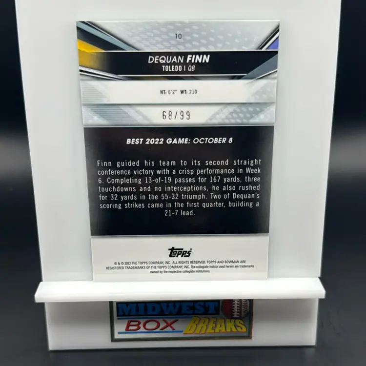 Dequan Finn 68/99 Green Mini Diamond 2022-23 Bowman’s Best U Toledo Rockets MBBCRD