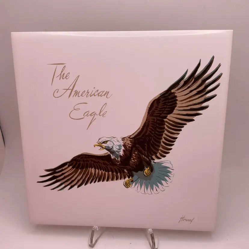 POW3 American Eagle Trivet or Wall Art Stonecraft 6 x 6" Square Signed