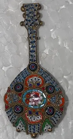 #07- Vintage Micro Mosaic Floral Colorful Made in Italy - Brooch