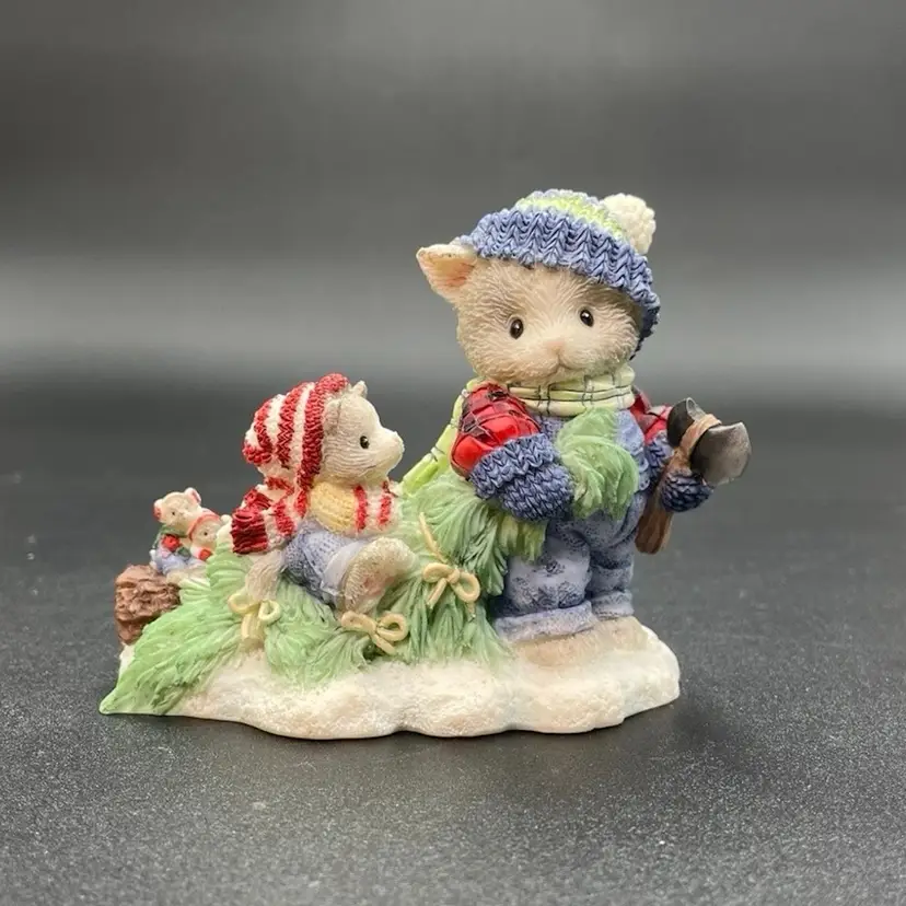Enesco Mary Mary Had a Farm A Meowy Christmas Fir You Kitty Cat Figurine