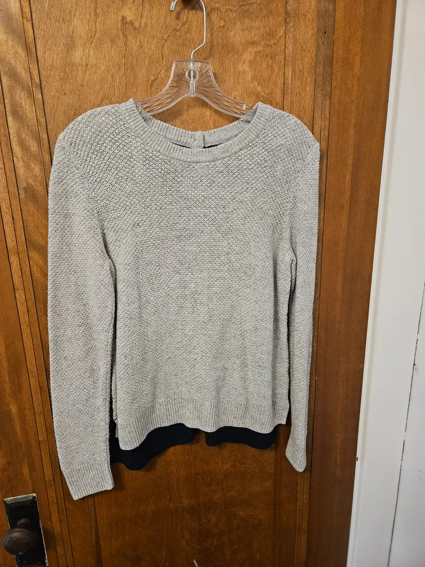 Madewell Navy & Oatmeal Knit Buttondown BackSweater,M