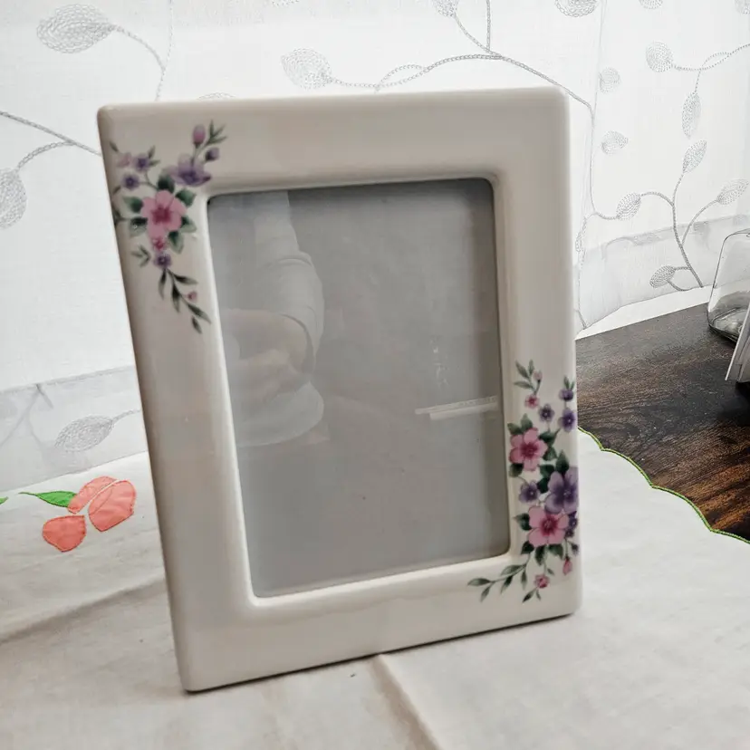 Cottagecore Picture Frame Floral Photo Pink Lavender 5x7 photo