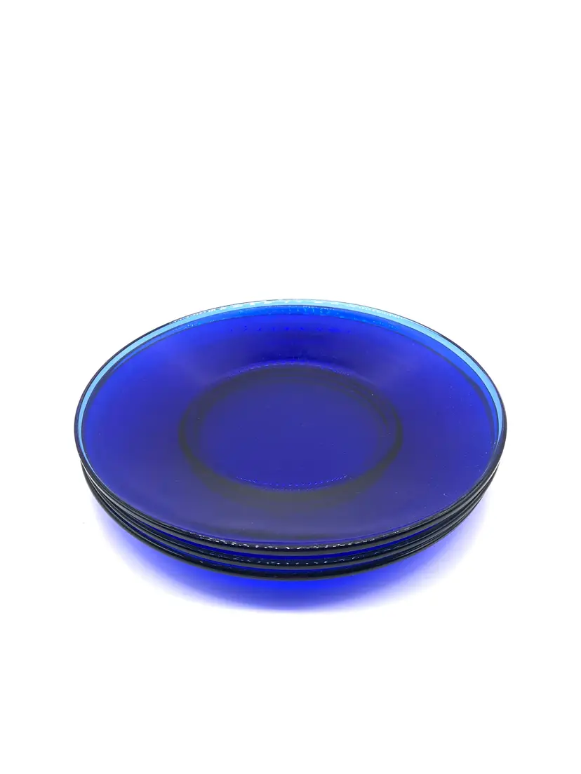 Three Gorgeous Deep Blue Cobalt Salad Lunch Dessert Plates Holiday Entertainment