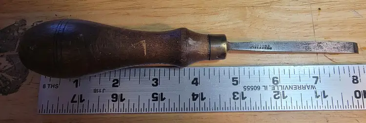 W. Butcher Sheffield Cast Steel 1/4" Paring Mortise Chisel, Original Handle, Antique England