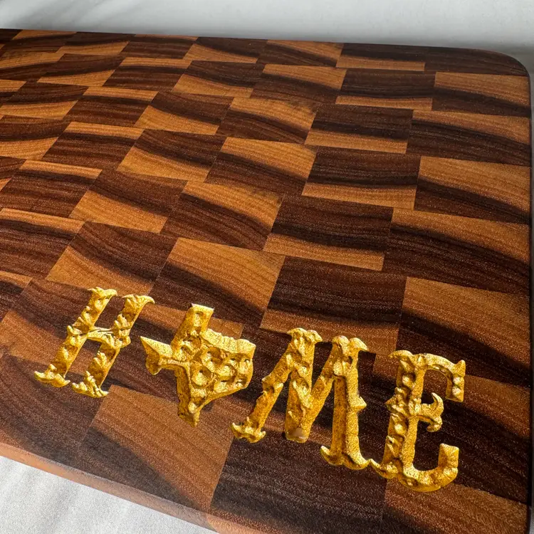 Texas Home 24k Gold Inlay End Grain Cutting Board