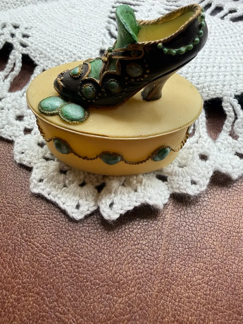 Vintage Resin Shoe Trinket Box