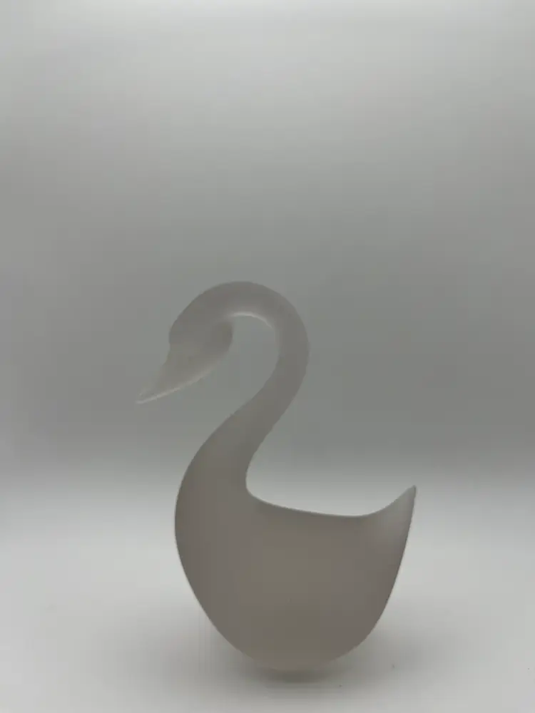 Frosted Hand Blown Art Glass Swan Bird Figurine - Gray/pink Tint