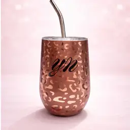 Wine Tumbler Animal Print 16oz Bronze
