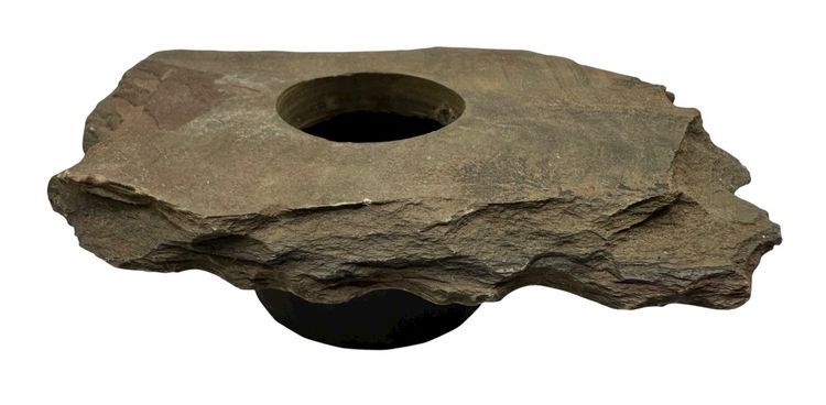 Pacific Rain Gift Co Ikebana Vase Natural Stone Slate Flower Frog Minimalist