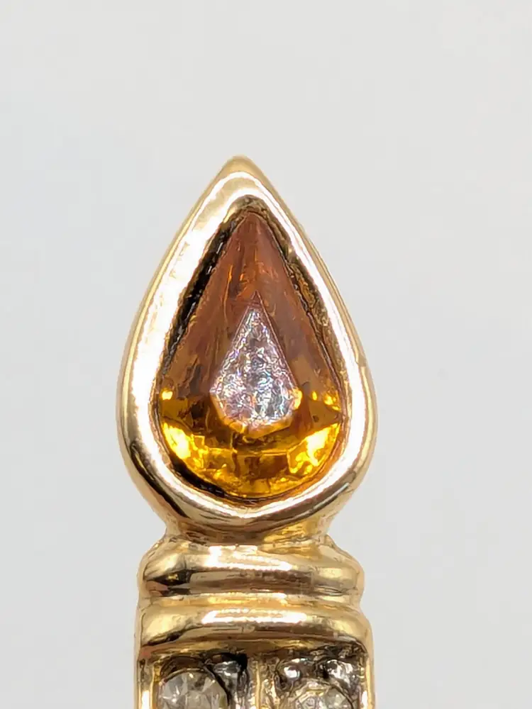 Vintage Gold Tone Holiday Rhinestone Candle Brooch Pin NOS