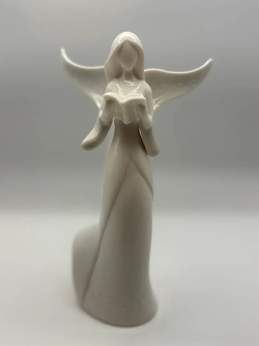 Elegant Ivory Porcelain Angel Figurine 8”