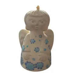 Ukrainian Pottery Angel Bell Blue Flowers