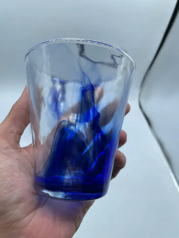 Bormioli Rocco Murano Blue Swirl Drinking Glasses Cups Tumblers Italy Set 4