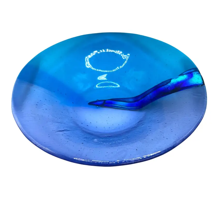 Dichroic Fused Glass Bowl by Susan Taylor-Stevenson Ocean Pattern 11”