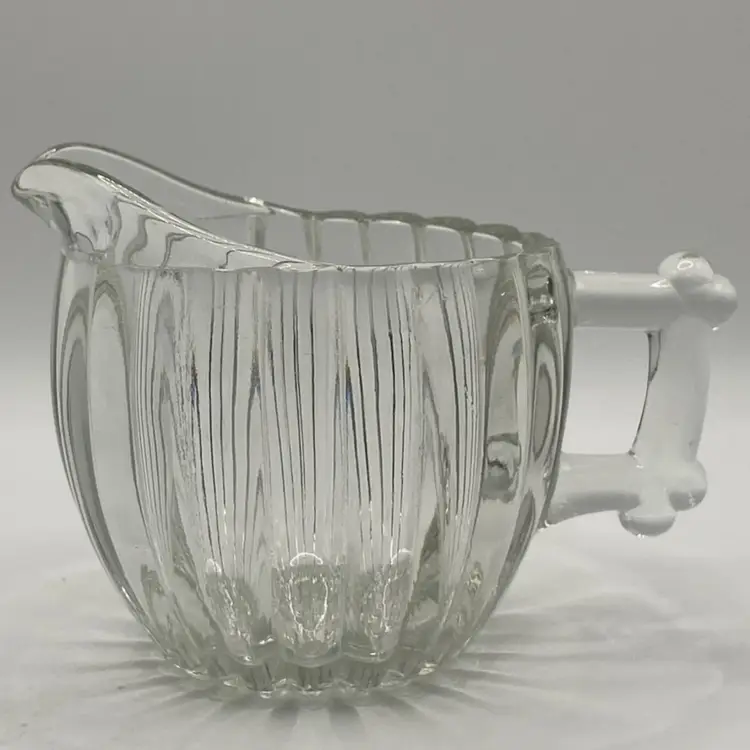 Vintage Jeanette Glass Creamer, “National” Pattern, 3 1/2” Tall