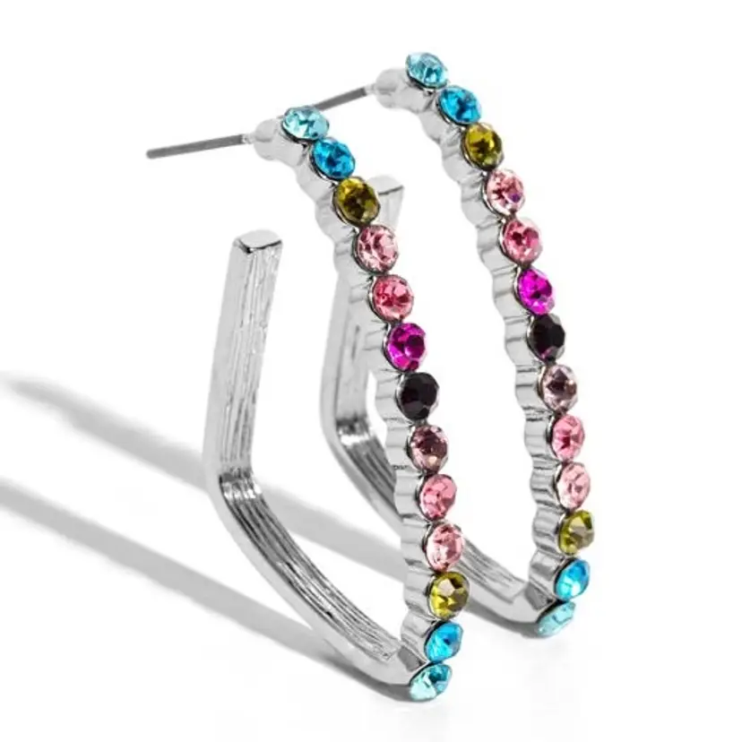Multicolor Crystal Hoop Earrings