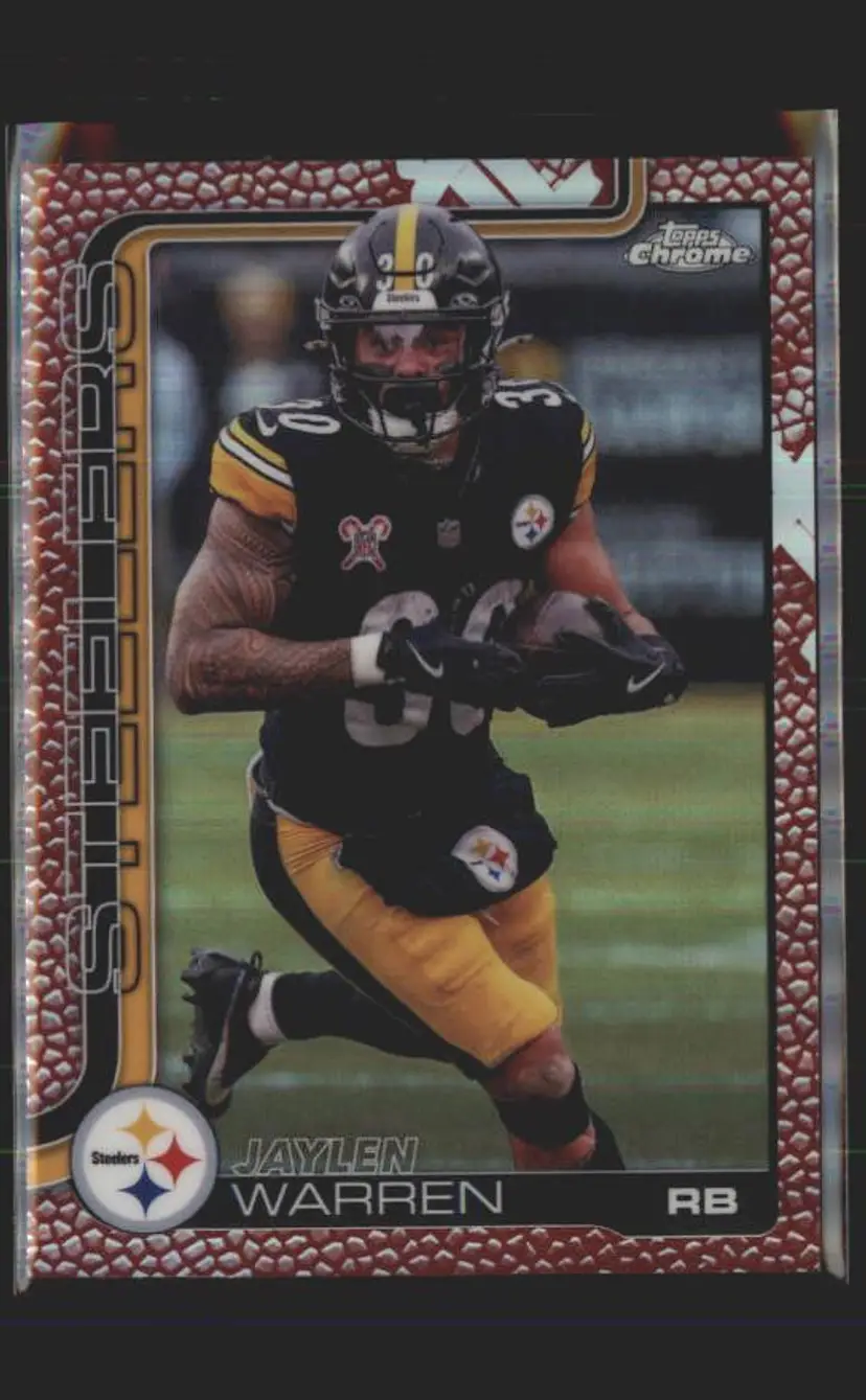 Jaylen Warren 2025 Topps Chrome #253 Football Leather Refractor - (141) - Pittsburgh Steelers