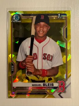 2021 Bowman Chrome Sapphire Miguel Bleis 1st Bowman Yellow Sapphire Refractor /50 Boston Red Sox