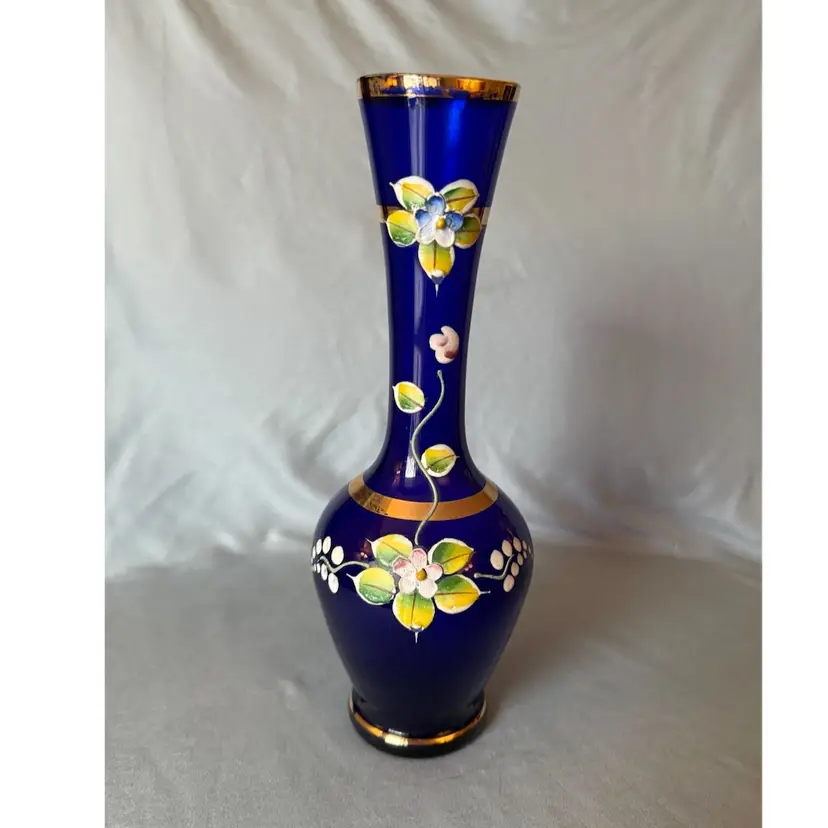 Hand Painted Cobalt Vase