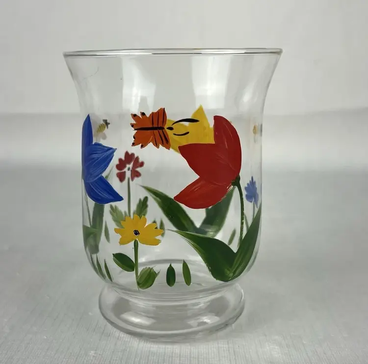 Royal Danube Drinking Glass Hand Painted Floral Multicolor Romania