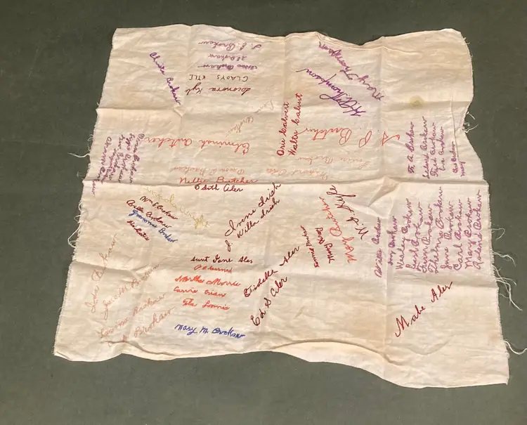 Antique Linen Embroidered With Signatures (Wedding Guests?)