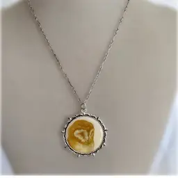 Vintage Silver Toned Barn Owl Illustration Pendant Necklace