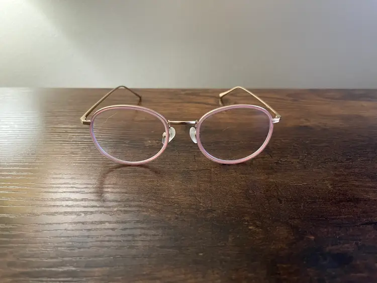 Zenni Round Pink and Gold Tone with Oval Retro Shape Eyeglass Frames Only 47-20-140 mm