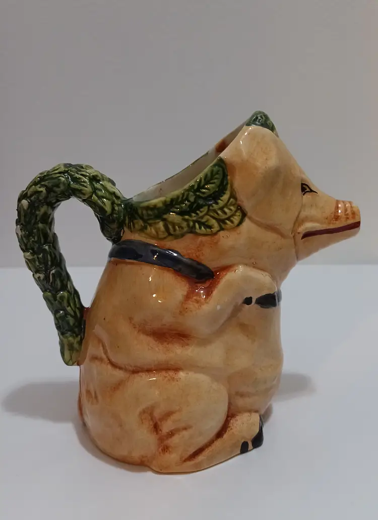 Majolica Vintage Pig Monk Pitcher