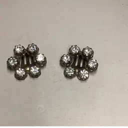 Crystal Clip On Earrings 3/4” - Signed Austria Old 1940’s