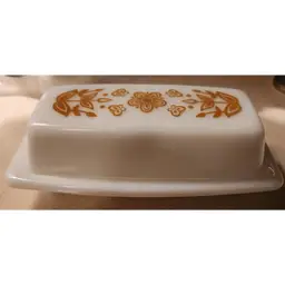 Vintage Butterfly Gold Pyrex Butter Dish