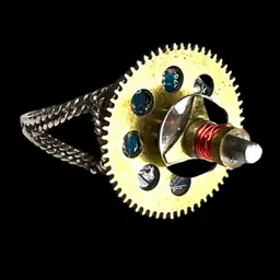 Reinvented Ring Size 11. Silver Band with Recycled Circuit Board, Gears, and Computer Parts. Tested .800 Silver.