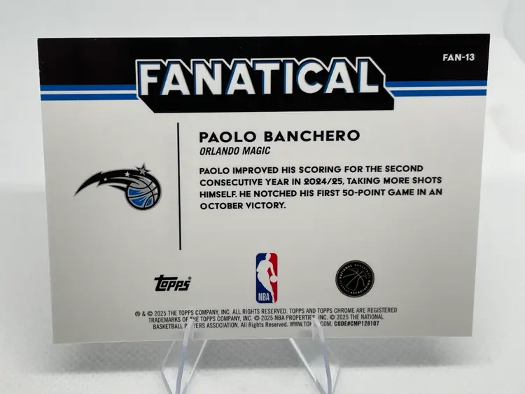 2025/26 Topps Chrome Paolo Banchero FANATICAL SSP Case Hit Orlando Magic