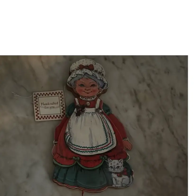 Vintage Potpourri Press Wood Ms Clause Pull String Toy