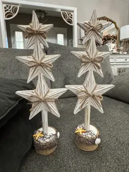 2 Wooden Farmhouse "Star" Christmas Trees