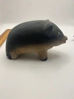 Vintage Wood Carved Pig Folk Art