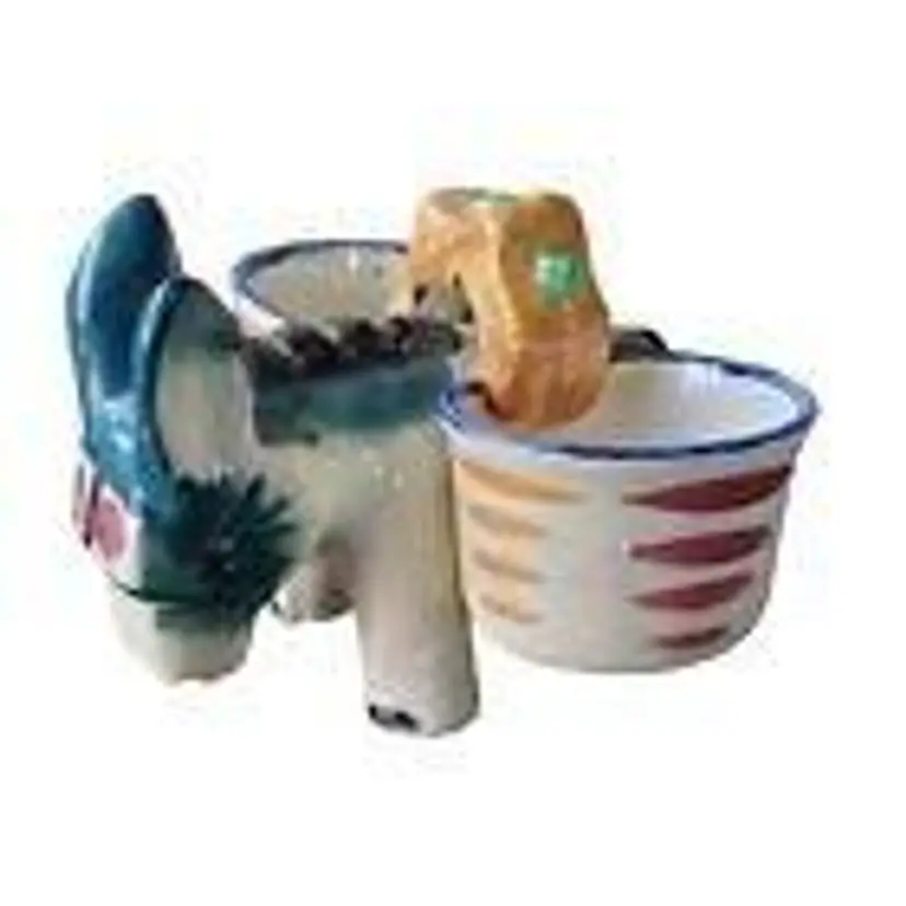 Ceramic Anthropomorphic Donkey Planter Burro Holder Japan Vintage Cream Brown.

Minor crazing on bottom seen in photos