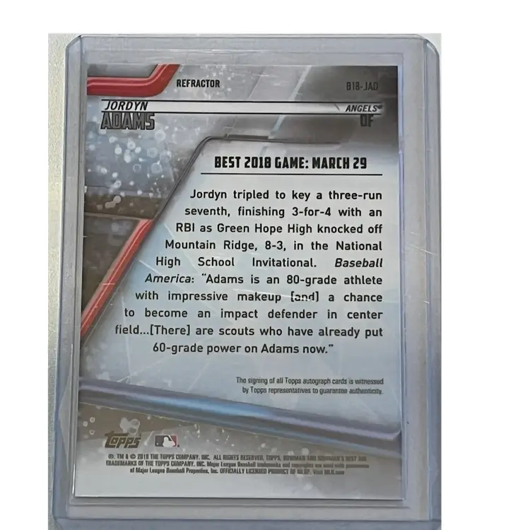 2018 Bowman's Best - Best of 2018 Autographs Jordyn Adams 
Refractor