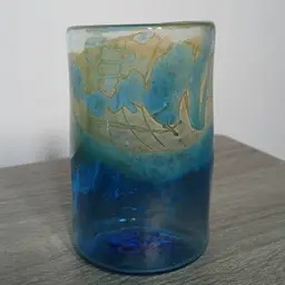 Vintage Jon Bush Signed Studio Art Glass Hand Blown Vase Tumbler