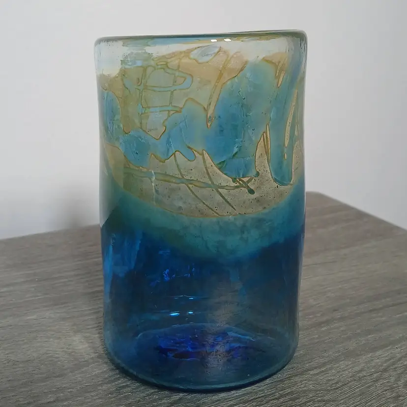 Vintage Jon Bush Signed Studio Art Glass Hand Blown Vase Tumbler