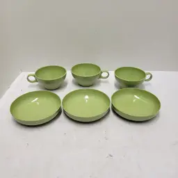 VTG Prolon Melmac Dinnerware #7403 Olive Avocado Green coffee/tea Cup Lot Of 6