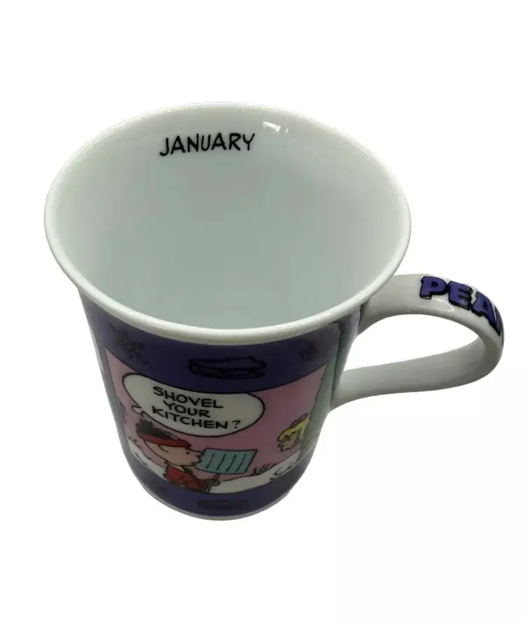 January Peanuts Calendar Coffee Cup Charlie Brown Danbury Mint Schulz