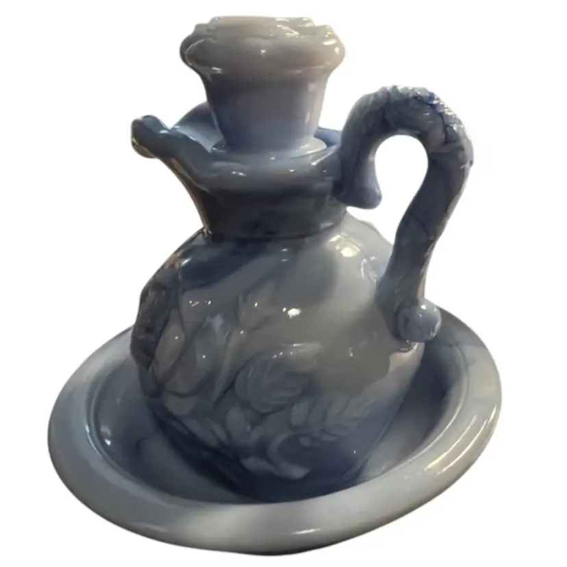 Avon Pitcher And Bowl Blue In Color With Box