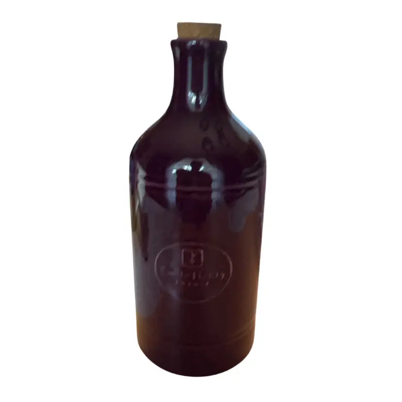 Vintage Emile Henry Stoneware Oil Cruet Bottle Dispenser In Plum