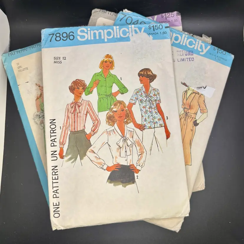 Six Vintage Clothing Sewing Patterns 1975-1978 As Found
