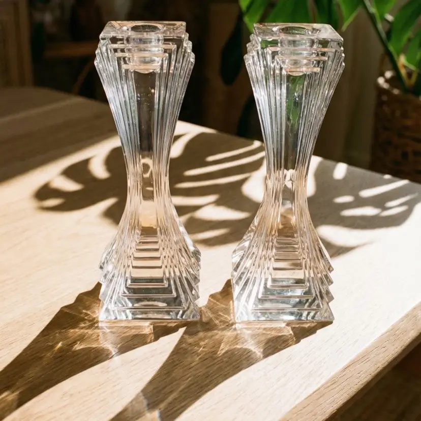 Vintage Mikasa City Lights Crystal Candle Holders