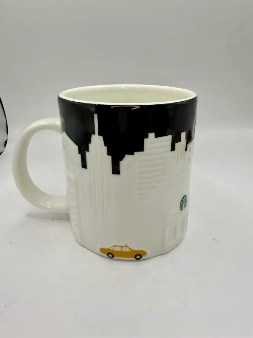 Starbucks 2012 New York City NYC Coffee Mug Cup 16oz Relief Series Taxi Skyline