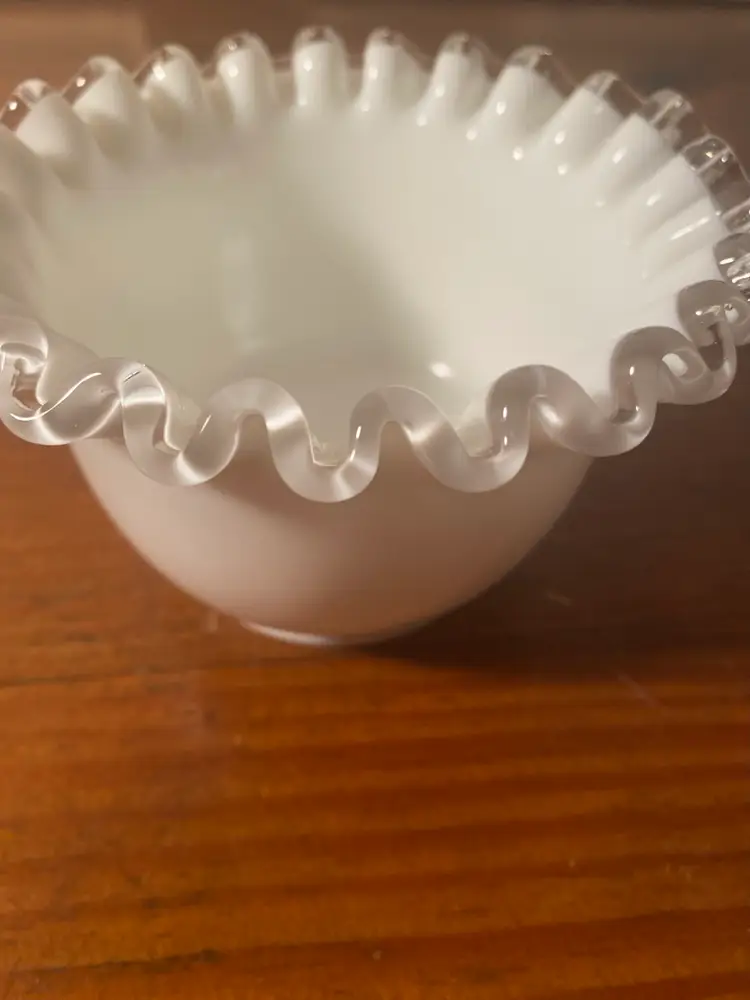 Fenton Silver Crest White Ruffled