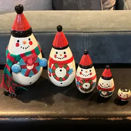 Vintage Snowman Nesting Dolls set of 5