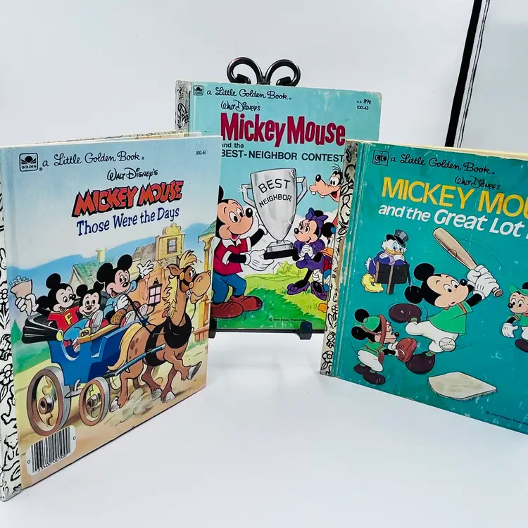 Vintage Mickey Mouse Little Golden Book Set of 3 - 1970s-1980s Disney Collectible Lot