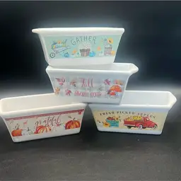 Royal Norfolk Fall Themed Ceramic Mini Loaf Pan Set Of 4